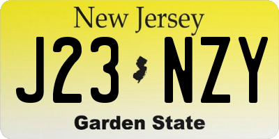 NJ license plate J23NZY