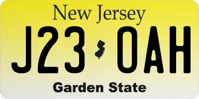 NJ license plate J23OAH
