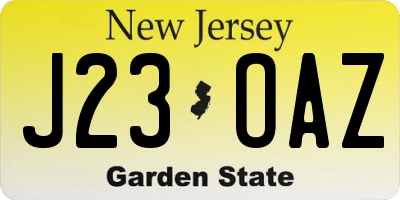 NJ license plate J23OAZ
