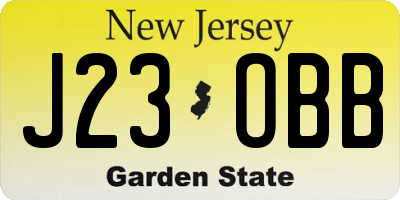NJ license plate J23OBB