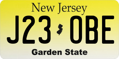 NJ license plate J23OBE