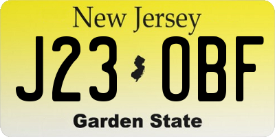NJ license plate J23OBF