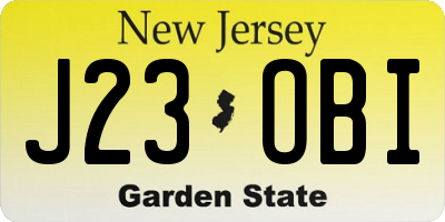 NJ license plate J23OBI