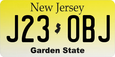 NJ license plate J23OBJ