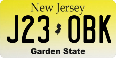 NJ license plate J23OBK