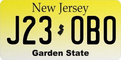 NJ license plate J23OBO
