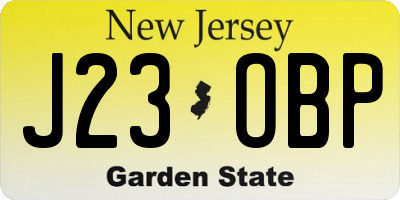 NJ license plate J23OBP