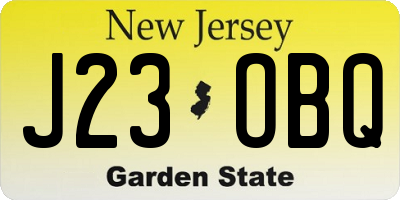 NJ license plate J23OBQ