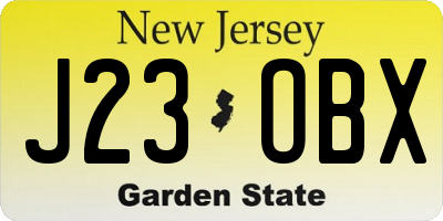 NJ license plate J23OBX