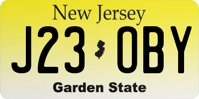 NJ license plate J23OBY