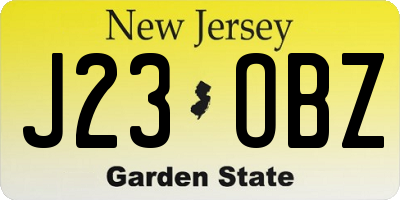 NJ license plate J23OBZ