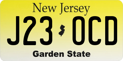 NJ license plate J23OCD