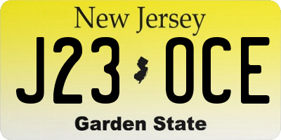 NJ license plate J23OCE