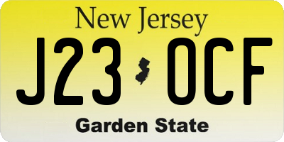 NJ license plate J23OCF