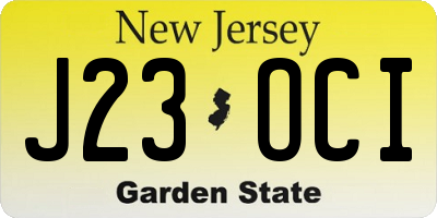 NJ license plate J23OCI