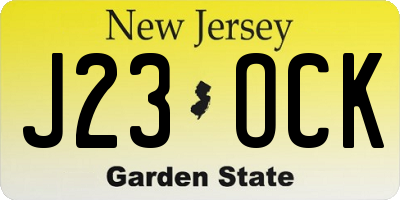 NJ license plate J23OCK