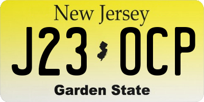 NJ license plate J23OCP