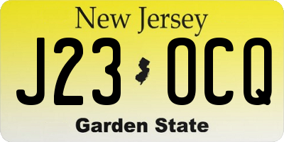 NJ license plate J23OCQ