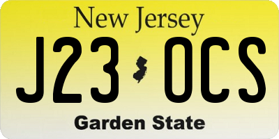 NJ license plate J23OCS