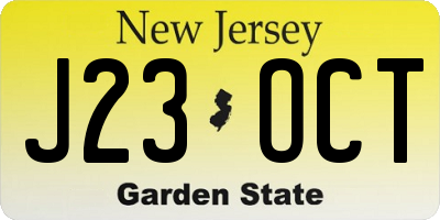 NJ license plate J23OCT