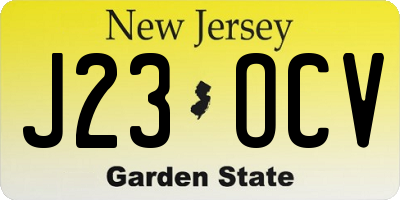 NJ license plate J23OCV