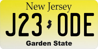 NJ license plate J23ODE