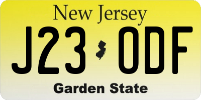 NJ license plate J23ODF