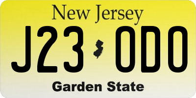 NJ license plate J23ODO