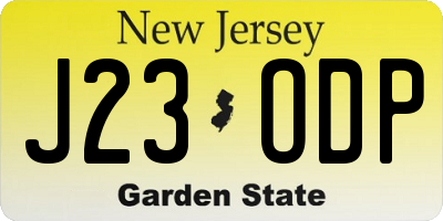 NJ license plate J23ODP