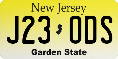 NJ license plate J23ODS