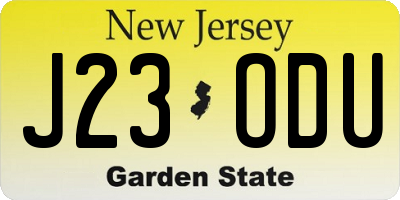 NJ license plate J23ODU