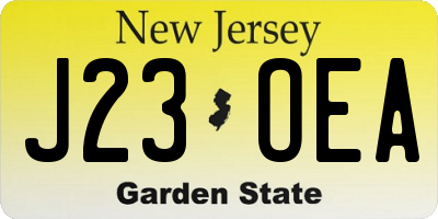 NJ license plate J23OEA
