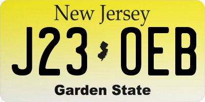 NJ license plate J23OEB
