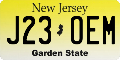 NJ license plate J23OEM