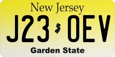 NJ license plate J23OEV