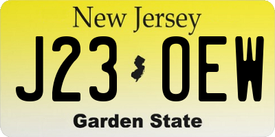NJ license plate J23OEW
