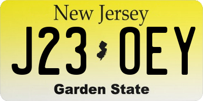 NJ license plate J23OEY