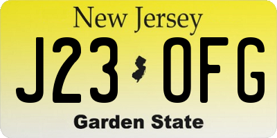 NJ license plate J23OFG