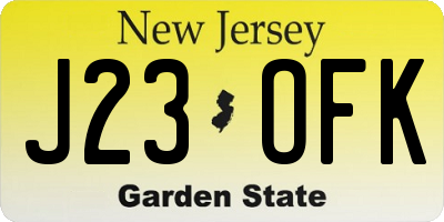 NJ license plate J23OFK