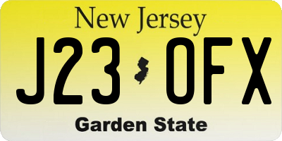 NJ license plate J23OFX
