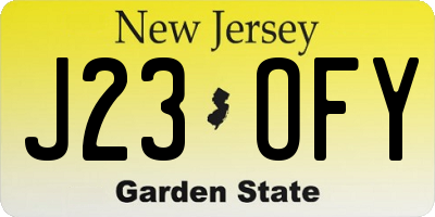 NJ license plate J23OFY