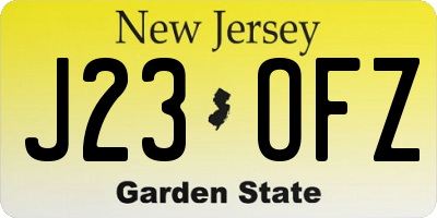NJ license plate J23OFZ