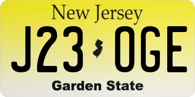 NJ license plate J23OGE