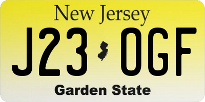 NJ license plate J23OGF