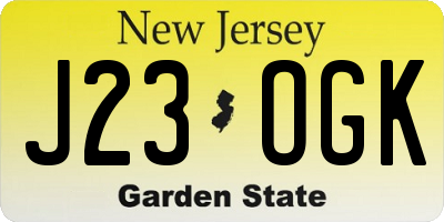 NJ license plate J23OGK
