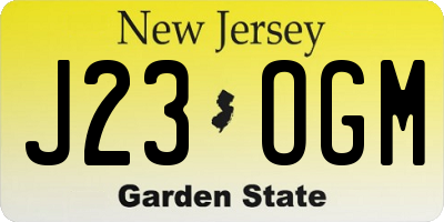 NJ license plate J23OGM