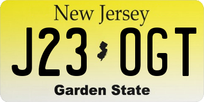 NJ license plate J23OGT