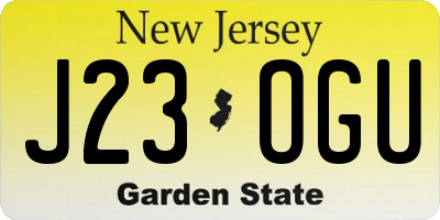 NJ license plate J23OGU