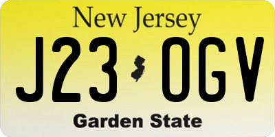 NJ license plate J23OGV