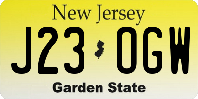 NJ license plate J23OGW